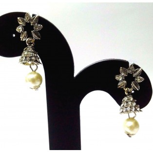 Silver Oxidized Earrings Jhumka Jhumki Ethnic Imitation Jewelry Dangle Long EA23